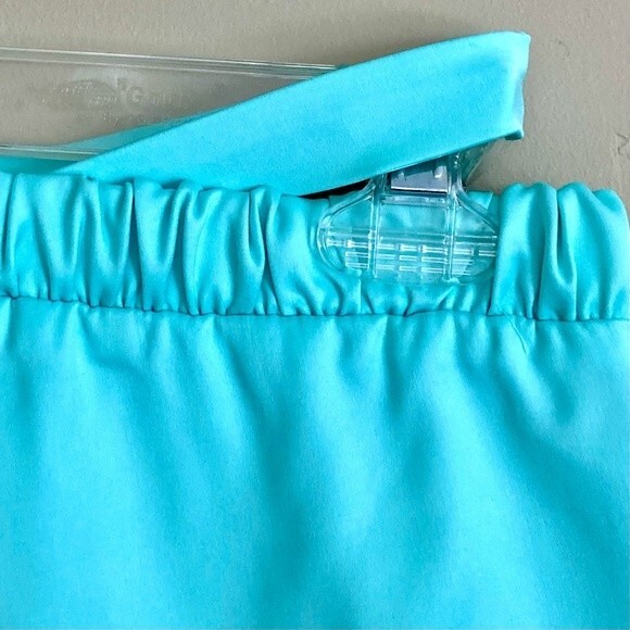 NEW For Love & Lemons Marie Asymmetrical Satin Aqua Side Slit Mini Skirt Size XS - Picture 7 of 15